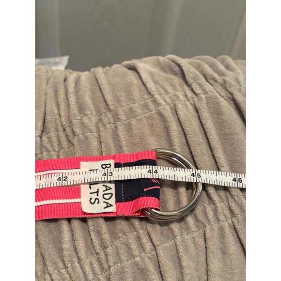 Preppy Lacrosse-Themed D-Ring Canvas Belt By Batada Navy Blue & Pink Stripes - Picture 3 of 3